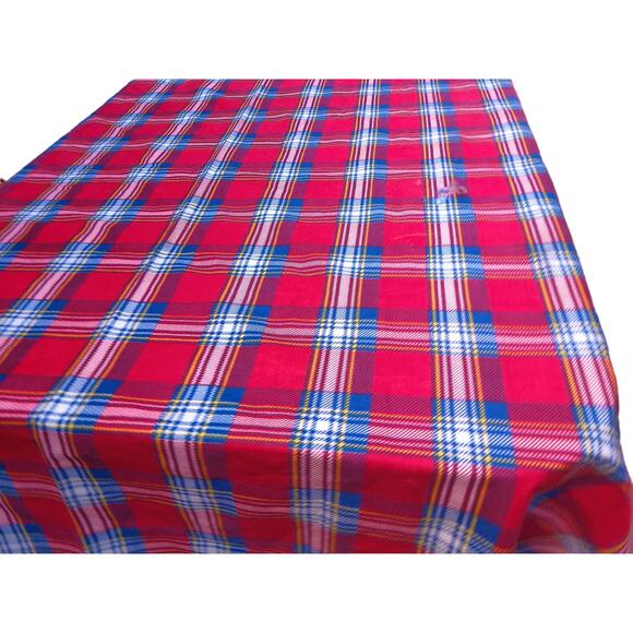 Plaid Flannel Tablecloth Crafting Fabric Remnant READ AS IS - Picture 1 of 7